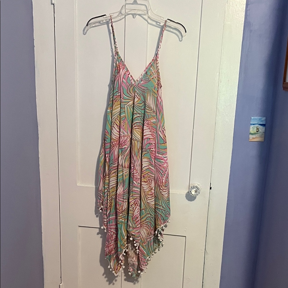 Japna Colorful Leaf Print Dress with tassel balls